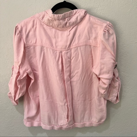 𝅺wet Seal pink crop jacket, zip up, elastic waistband, XL, button pockets - Picture 3 of 12